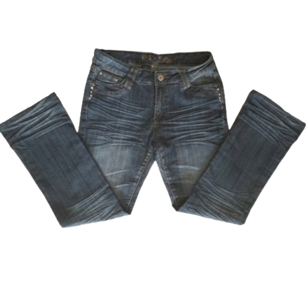 SUKO Jeans Bootcut Dark wash Size 8 metal rhinestone details pockets